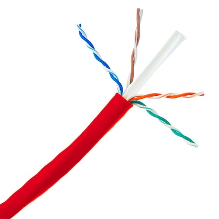 Bulk Cat6a Red Ethernet Cable With 10 Gig Solid, UTP, 500Mhz, 23 AWG Spool - 1000 Ft.